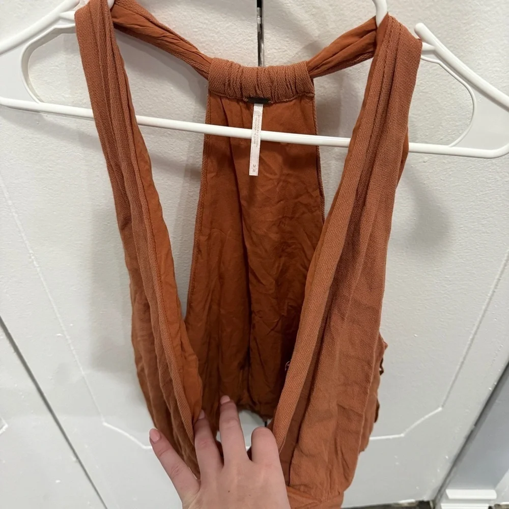 Free People Burnt Orange Drapey Dreams Tank Top